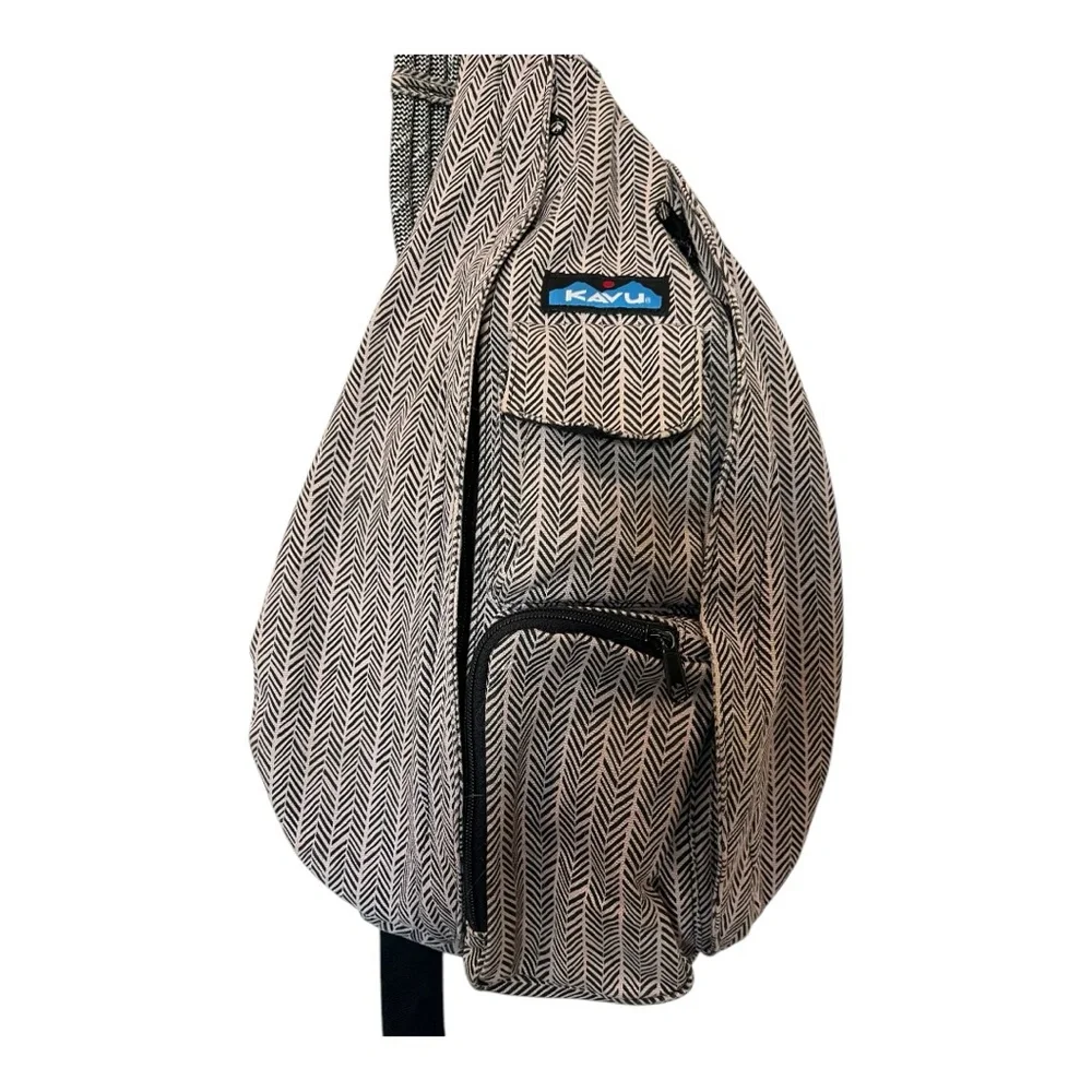 KAVU cotton rope geometric Aztec Black and Gray Sling Bag backpack